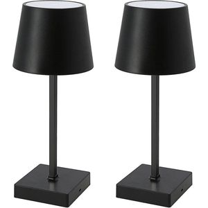 2 Stuks - Tafellamp - Oplaadbaar - Dimbaar - Bureaulamp - Nachtlamp - Warm Wit Licht - 26CM - Zwart