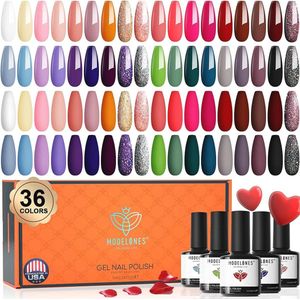 Gellak Set met 36 Kleuren voor Nail Art en Manicure - Rood, Glitter, Roze en Wit Nagellak