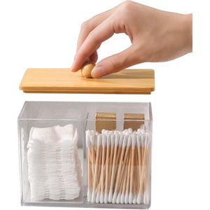 Transparante badkamerorganizer, wattenstaafjeshouder voor badkamer, stofdichte wattenstaafjeshouder met deksel, ruimtebesparende houder voor badkamer, wattenstaafjes voor badkamer, kaptafel