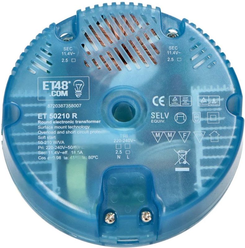 Kaoyi - KTB-210A - Elektronische Halogeen Transformator - 50 tot 210 Watt - Rond