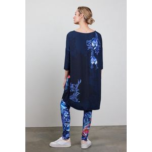 DIDI Dames Easy loose dress in dark blue with Azur Fusion panel maat 46