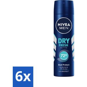 6 x NIVEA Men Deodorant Spray Dry Fresh 150 ml - NIVEA MEN Deodorant - Anti-transpirant - 48 Uur Bescherming - Droogheid - Frisheid