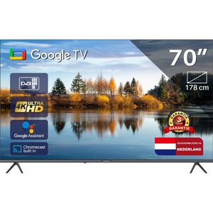 Google Smart TV | TeeView 70"" QLED 4K Ultra HD | 3xHDMI 2x USB | Ci+ | Triple Tuner DVB-T/T2/S/S2/C | Frameless Design | in Eindhoven geassembleerd | TV70UQG-EU