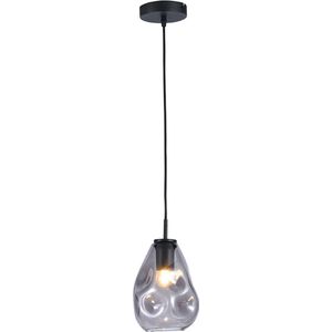 Olucia Evito - Design Hanglamp - Glas/Metaal - Grijs;Zwart - Rond - 16 cm