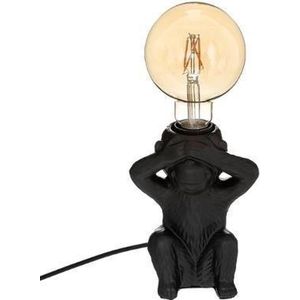 Lamp Aap - 17 cm Hoog - Zwart - Tafellamp - Modern
