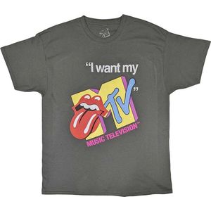 MTV - Rolling Stones I Want My MTV Heren T-shirt - XL - Grijs