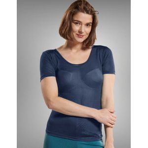 Zijden Dames T-Shirt Rondhals Kokon Zwo donkerblauw S - 100% Zijde