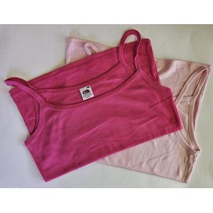 2 pack Fruit of the Loom - Lady-Fit - Spaghettitops – Roze tinten – Maat L