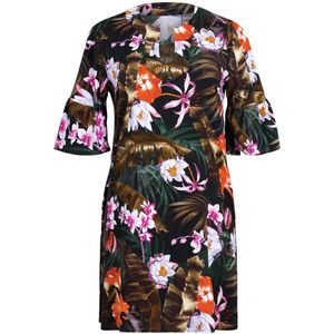 Anita - Strandjurk Botanical Love Style Loja - maat L - Zwart/Meerkleurig