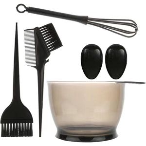 Haarverf Borstel Set van 5 - Haarverf Accessoires - Dubbelzijdige Borstel - Verfkom - Borstel - Oorkap voor Haar Salon en Thuis