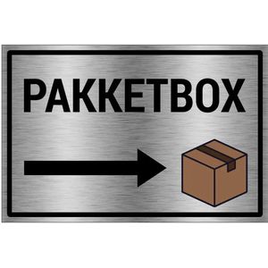 Pakketbox rechts bord - brushed aluminium materiaal - grijs zwart - 45 x 30 cm