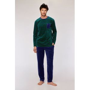 Woody pyjama jongens/heren - groen-blauw gestreept - 252-10-MRL-V/918 - maat 164