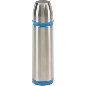 RVS thermosfles/isoleerfles 500 ml zilver/blauw - Thermoskan/warmhoudkan