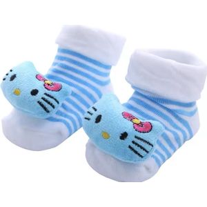 Super schattige babysokken - Baby Sokken - New born sokken - Kraamcadeau voor Jongen of Meisje - Babyshower Cadeau - Kraammand - Kat - Katjes - Lichtblauw