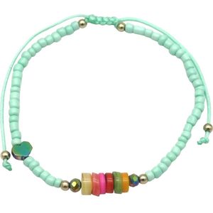 Armband Dames - Glaskralen - Verstelbaar - Turquoise