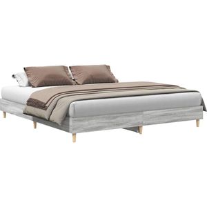 vidaXL - Bedframe - zonder - matras - 180x200 - cm - spaanplaat - grijs - Sonoma