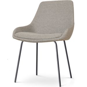 Nolon Nora-Isa Eetkamerstoel Warm Grijs - Stof - Zwart Onderstel - Design - Scandinavisch - Comfortabel