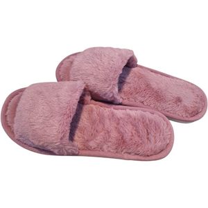 pantoffels dames - donkerroze - bont - makkelijke instap - maat 38-39