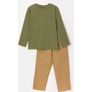 Woody - Herenpyjama - Kakigroen - Katoen Flanel - Comfortabele Twinning Set - XXL