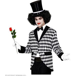 Widmann - Harlequin Kostuum - Eenzame Mime Clown Zwart Wit Man - Zwart / Wit - XL - Carnavalskleding - Verkleedkleding