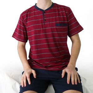 Paul Hopkins Heren Shortama - Polo Sluiting - Rood Gesteept - Maat S