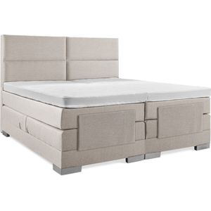 Soft bedden Elektrische Boxspring - 180x220 - Incl. 4 vlaks hoofdbord - Beige met plint