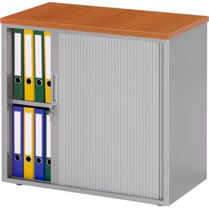 Stalen roldeurkast 72,5x80x43cm bladkleur Antraciet eiken framekleur Aluminium (RAL9006)