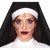 Horror non verkleed set gezicht diamantjes en hoofdkapje - Halloween thema accessoires