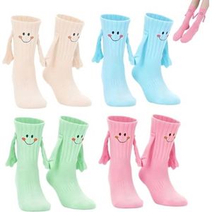 Grappige Magnetische Sokken voor Koppels en Families - 4 Pairs in Kleurrijke Ontwerpen