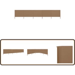 vidaXL Windscherm 5-panelen - 600x80 cm - Taupe Windscherm - Buitenschildering - Zonwering - Patio - Tuindecoratie