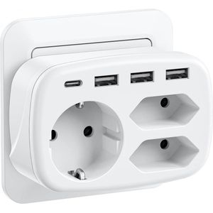 MKSS® Dubbele Stekker voor Stopcontact - Tweeweg Stekker - Verdeelstekker - Stopcontact Splitter - Wit
