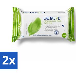 Lactacyd Tissues Verfrissend 15 stuks per verpakking - Voordeelverpakking - 2 stuks