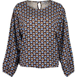 Blue Seven Blouse Dames - Bruin/Camel/Blauw print - Maat 36