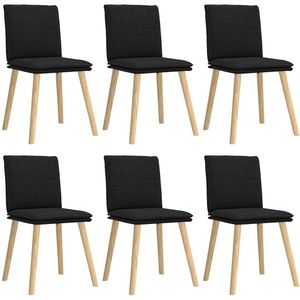 vidaXL - Eetkamerstoelen - 6 - st - stof - zwart