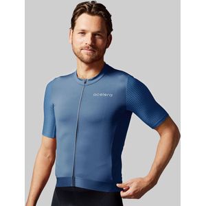 Acelera Professional Wielershirt | Fietsshirt Heren Korte Mouw | Wielrenshirt | Fietskleding | Grijs Blauw | Maat 3XL
