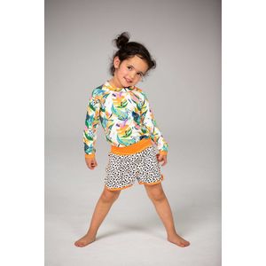 Ducksday - UV-Zwemshirt voor baby - UV-werend UPF50+ - Rashguard met Lange mouwen - unisex - Moana - Tropsiche print - maat 1 jaar