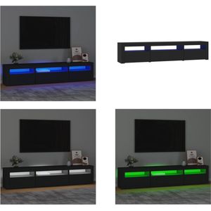 vidaXL Tv-meubel met LED-verlichting 195x35x40 cm zwart - Tv-kast - Tv-kasten - Tv-meubel - Tv-meubel Met LED-verlichting