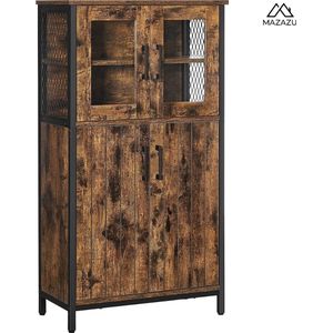 MIRA Home - Badkamermeubel - Dressoir - Bruin - Hout/Metaal - 30x60x108cm