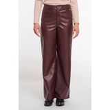 Rino & pelle Regular length straight leg PU pantalon bordeaux (Maat: 34) - Effen