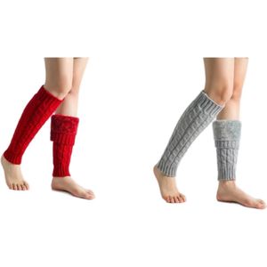 Herfst/Winter gebreide beenwarmers - 40*10cm - 2 paar - Herfst/Winter warme gebreide beenwarmers - Gebreide laarzen & sokken - Herfst/Winter warme sokken - Gebreide voetwarmers - Kabelgebreide slouch sokken - Voetwarmers