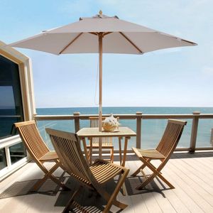 Parasol, tuinscherm, 3-fasen, zonbescherming, bamboe 180/㎡ polyester, grijs, Ø2,5 x 2,3 m