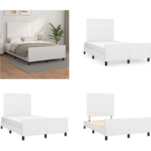 vidaXL Bedframe met hoofdbord kunstleer wit 120x200 cm - Bedframe Met Hoofdbord - Bedframes Met Hoofdborden - Bedframe - Bed