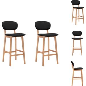 vidaXL Barstoelen Set 2 - Stof - Beukenhout - Zwart - 45x47x92cm - Barkruk