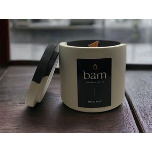 BAM kaarsen -wilde vijgen geurkaars met eigen handmade rond potje en houten wiek - op basis van zonnebloemwas - cadeautip - vegan