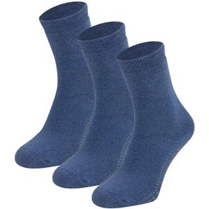 Dames antislip sokken van katoen - 3 paar - 35/38 - Dark jeans melange