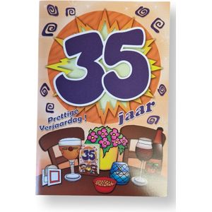 Hoera 35 Jaar! Luxe verjaardagskaart - 12x17cm - Gevouwen Wenskaart inclusief envelop - Leeftijdkaart