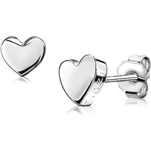 ZINZI zilveren oorknoppen glad hart 6mm ZIO1378
