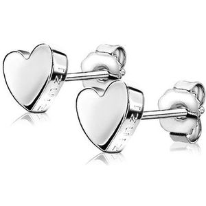ZINZI zilveren oorknoppen glad hart 6mm ZIO1378