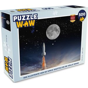 Puzzel Een illustratie van de space shuttle en de volle maan - Legpuzzel - Puzzel 500 stukjes