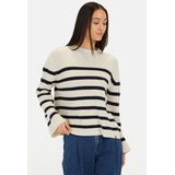 camel active Gebreide trui gemaakt van een katoenmix - Maat womenswear-XS - Wit-Blauw